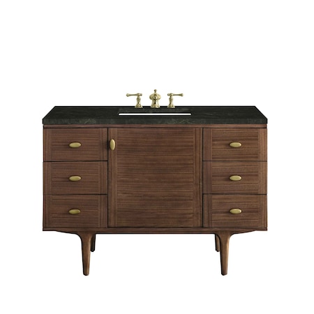 James Martin Vanities Amberly 48" Single Vanity, Mid-Century Walnut, w/ 3 CM Phantome Eclos Top 670-V48-WLT-3PHT