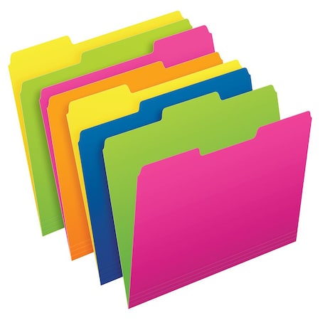 Pendaflex Twisted Glow File Folders, Letter Size, Assorted Colors, 1/3 Cut, 12PK 40526