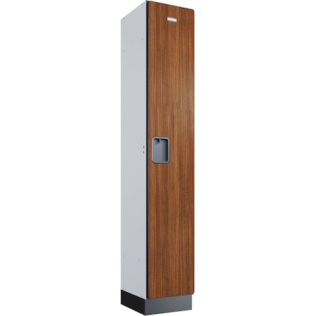 Global Industrial 1-Tier 1 Door Wood Locker, 12"W x 15"D x 76"H, Cherry, Assembled 299238