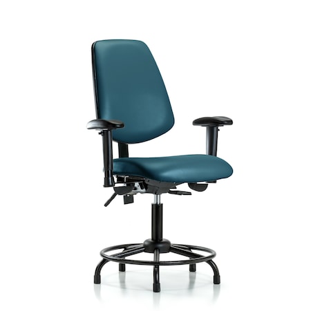 Blue Ridge Ergonomics Vinyl Chair, Vinyl, Adjustable Arms BR-VDHCH-MB-RT-T1-A1-RG-8801