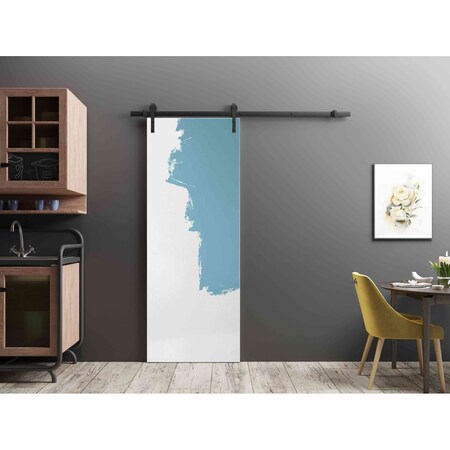 Sartodoors Sliding Barn Door with Hardware, Planum 0010 Primed, 6.6FT Rail Hangers Sturdy Set, Modern Solid Pa PLANUM0010BD-B-PRI-2484