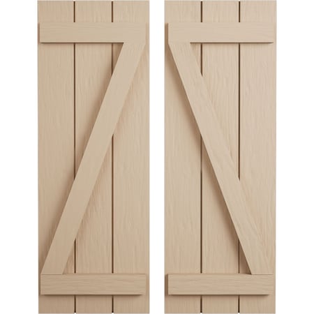 Ekena Millwork Rustic Three Board Joined Board-n-Batten Rough Sawn Faux Wood Shutters w/Z-Board, 16 1/2W x 52H, PR SHUBJZ16X52RSPR