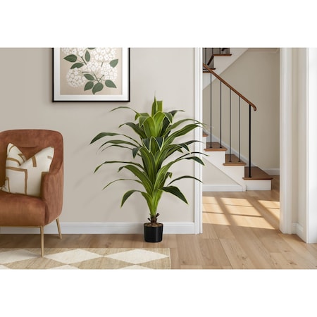 Monarch Specialties Artificial Plant, 47" Tall, Dracaena Tree, Indoor, Faux, Fake, Floor, Greenery, Potted, Real Touch I 9542