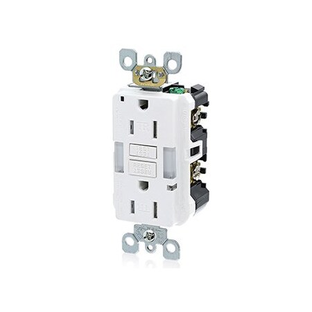 Leviton Self-Test GFCI Receptacle, Combination with Light, 15 Amp, 125 Volt, 5-15R NEMA GFNL1-W