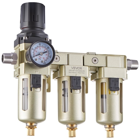 Vevor Air Compressor Filter Regulator Combo 3/8 in NPT 3-Stage Air Drying System AW +AF+AFD3000--0303
