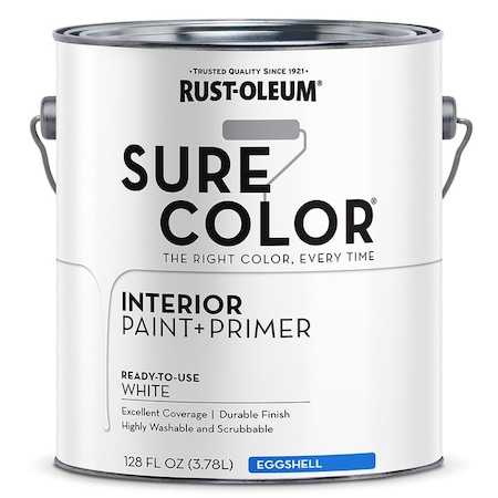 Sure Color Gal Rust-Oleum White Interior Paint + Primer, Eggshell 380217