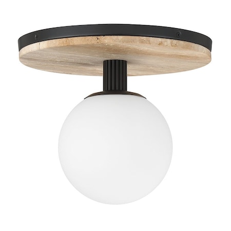 Euf Carnagie, Flush Mount, 12", Matte Black, Opal Etched Glass 50186-020