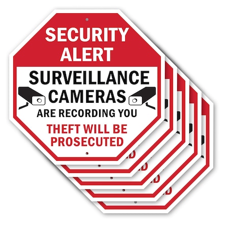 Signmission Security Alert Surveillance Cameras, 10 inch X 10 inch, Aluminum Metal Signs, 5PK OC-A-5Pack-10-328