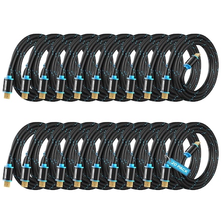 Maximm 8ft 4K 60Hz 18Gbps HDMI 2.0 Braided Cable, 20PK HD2-8FT-20PK