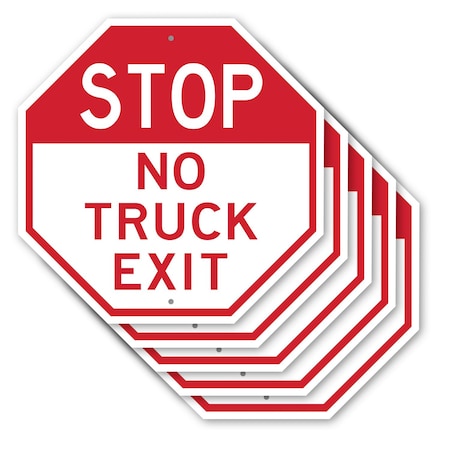 Signmission Stop No Truck Exit, 10 inch X 10 inch, Aluminum Metal Signs, 5PK OC-A-5Pack-10-324