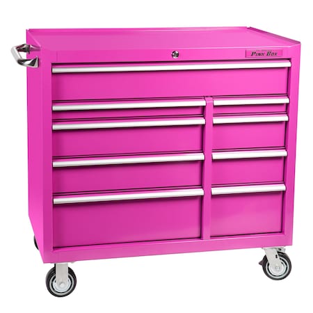 The Original Pink Box 41-Inch 9-Drawer Rolling Tool Cabinet, Pink PB412409R