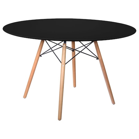 Leisuremod Round 48 in W, 29 in L, MDF/Beech Wood, Black EP47BLTR