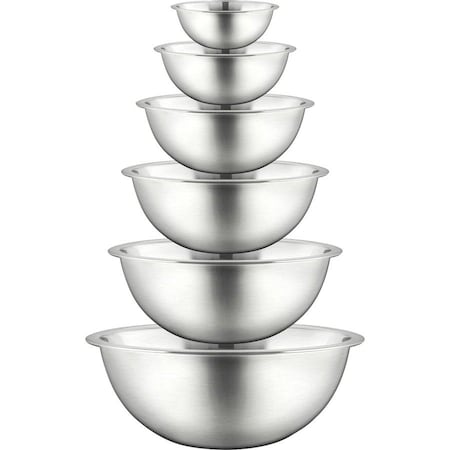 Nutrichef Kitchen Mixing Bowls - Food Mixing Bowl Set, Stainless Steel (6 Bowls) NCMB6PC