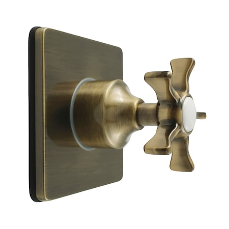 Kingston Brass Single-Handle Three-Way Diverter Valve with Square Trim Kit, Antique Brass KS3043NX