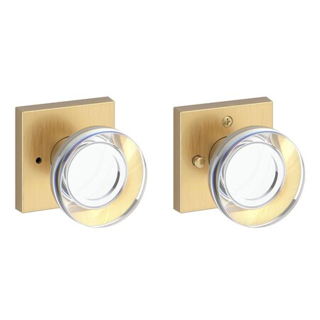 Baldwin Privacy Contemporary Crystal Knob and Contemporary Square Rose with 6AL Latch and Dual Strike PVCCYCSR044