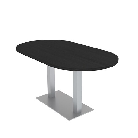 Skutchi Designs Racetrack Conference Table With Power Unit, 36 in W, 60 in L, Black HAR-RAC-36X60-DOU-U999ST19-NA