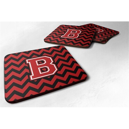 Carolines Treasures Letter B Chevron Black and Red Foam Coaster, Set of 4 CJ1047-BFC
