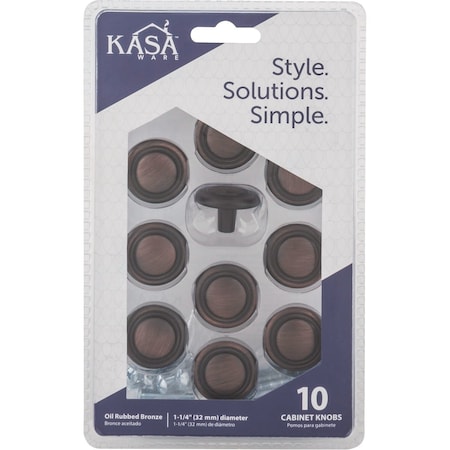 Hardware Resources KasaWare 1-1/4'' Dia. Brushed Oil Rubbed Bronze Cabinet Knob, 10PK K236BORB-10