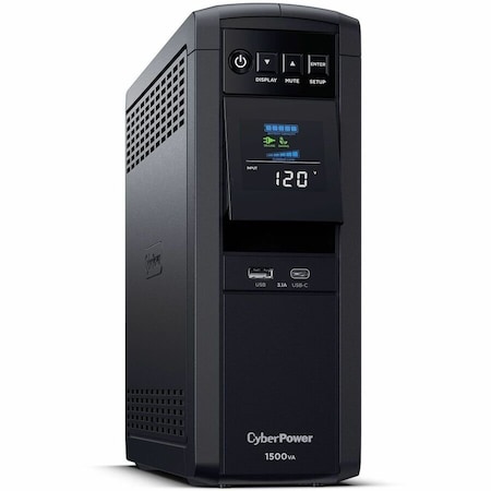 Cyberpower UPS System, 1500VA, Line Interactive, Out: 120V AC In: 120V AC CP1500PFCLCDTAA