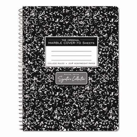 Roaring Spring Signature Collection Spiralbound Composition Book, Medium/College Rule, Black Marble Cover 10111