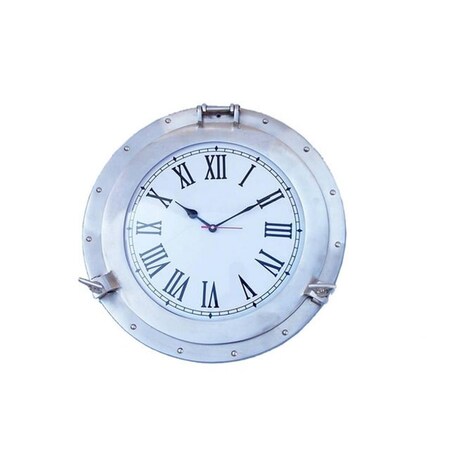 Handcrafted Decor Brushed Nickel Deluxe Class Porthole Clock, 17 in. WC-1448-17-BN