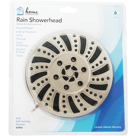 Home Impressions 6-Spray 1.8 GPM Fixed Shower Head Brushed Nickel 725211BNP