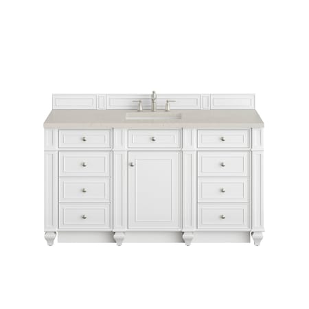 James Martin Vanities Bristol 60" Single Vanity, Bright White, w/ 3 CM Siberian Silestone Top w/FreePower Wireless Charger 157-V60S-BW-FSFR
