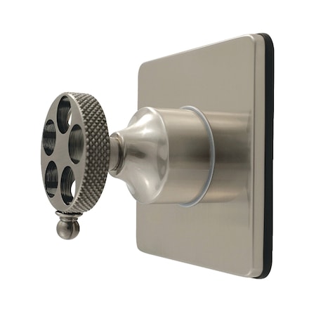 Kingston Brass Single-Handle Six-Way Diverter Valve with Knurled Handle and Square Trim Kit, Brushed Nickel KS4048RKX