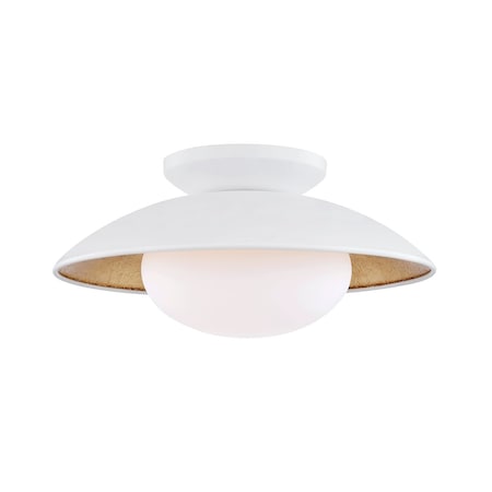 Mitzi Cadence 1 Light Semi Flush 9.5 In. White Lustro/Gold Leaf Combo H368601M-WH/GL