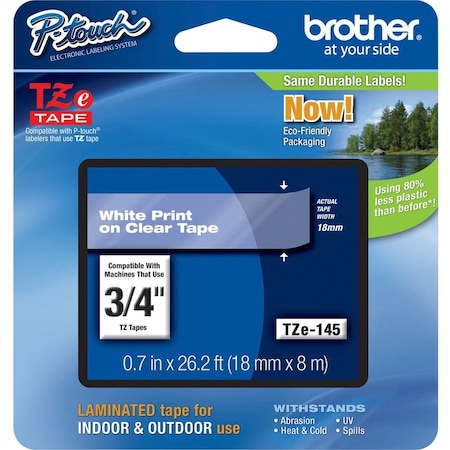 Brother Label/RibbonCartridge, Clear, Gloss, 3/4inW TZE145G