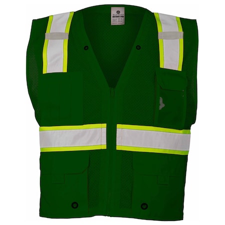 Kishigo Safety Vest, Zipper, Green, L/XL B104-L-XL