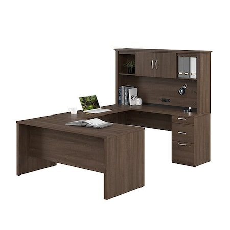 Bestar U Shaped Desk Logan U-Shaped Desk, Antigua, 95 1/2 in D X 66 1/2 in H, 66 in W X 46410-52