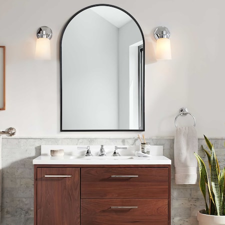 Homeroots 36" Black Arch Metal Framed Full Length Hanging Mirror 564485