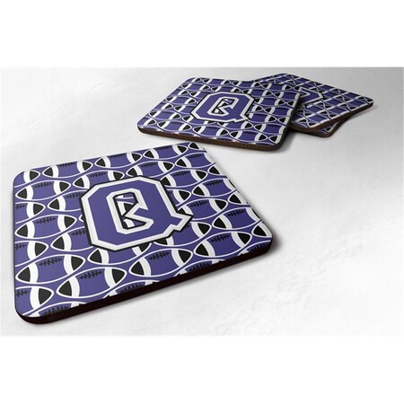 Carolines Treasures Letter Q Football Purple and White Foam Coaster, Set of 4 CJ1068-QFC