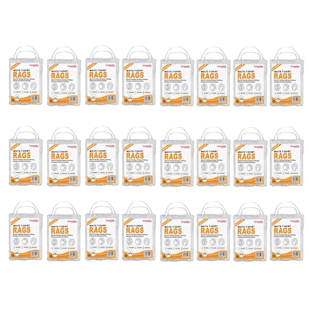 Supremeplus Recycled White Knit T-Shirt Cleaning Rags, 1 lb. Bag, Pack of 24, 24PK SP-8117