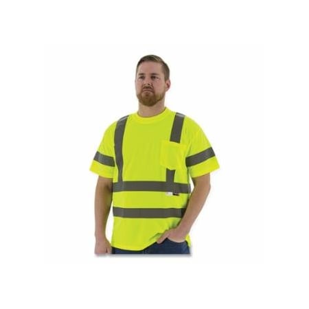 Majestic High Visibility Short/Long Sleeve Shirt, Short Sleeve, 100% Birds Eye Mesh Polyester, Yellow,  472-75-5305/X1