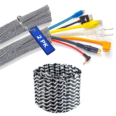 Maximm 3ft 1/2" Split Wire Loom Cable Protector, 2PK, Black/White, 2PK SCW-3FT-.50-BW-2PK