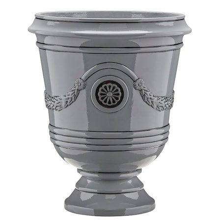 Southern Patio Porter Planter, 18 in H, 15-1/2 in W, 15-1/2 in D, Urn, Ceramic, Neutral Gray, Gloss CMX-091851