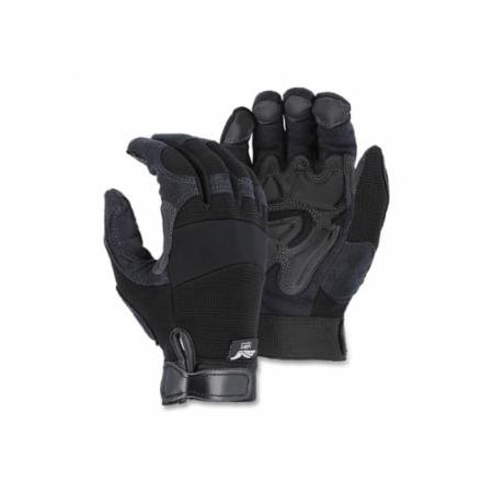 Hawk Armor Skin Mechanics Gloves with Reinforced Palm/Fingers, Armor Skin, 10/Large, Black, 12PK 472-2139BK/10