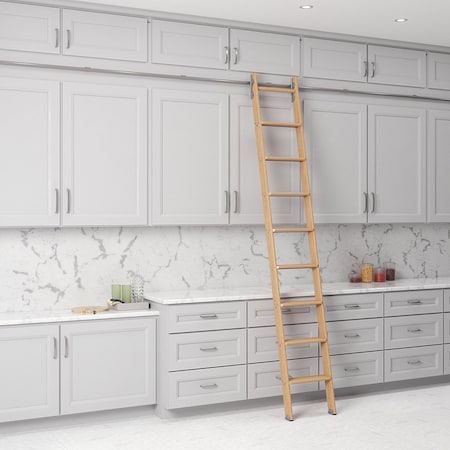 Quiet Glide 8.92 ft. Red Oak No Wheel Satin Nickel Hook Removable Ladder, 12 ft. Rail QG.330-9RO-12-H.02