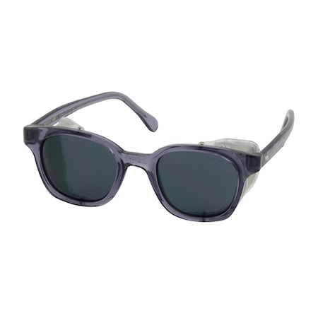 Bouton Optical Full Frame Safety Glasses with Smoke Frame, Gray Lens and Anti-Scratch Coating 249-5907-401