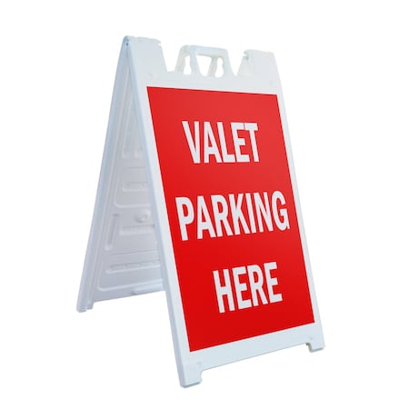 Signmission Valet Parking Here, A-Frame & 2 Decals Installed, Heavy-Duty Plastic Frame SBHD-D-2436-Valet Parking Here