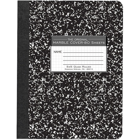 Roaring Spring Graph Ruled Hard Cover Composition Book, 975 x 75 80 Sheets, Black Marble Cover, Black Marble ROA77227