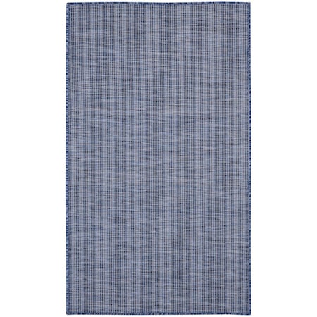 Homeroots 3' X 5' Navy Blue And Ivory Indoor Outdoor Area Rug 556228