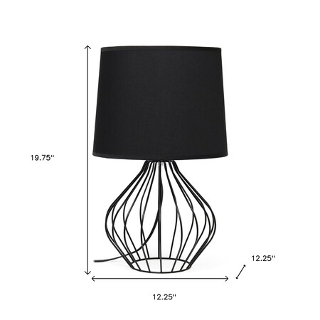Homeroots 20" Black Metal Geometric Table Lamp With Black Drum Shade 643465