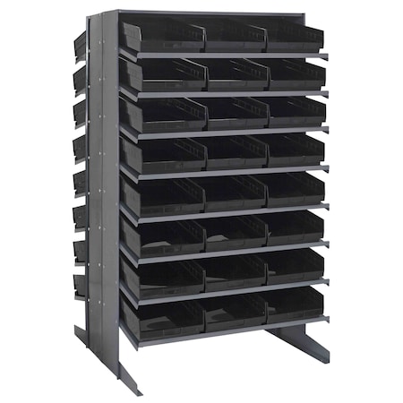 Quantum Storage Systems DOUBLE SIDED PICK RACK W/48 BLACK BINS QPRD-110BK