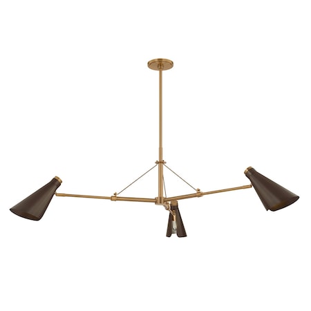 Troy Lighting Andersen 3 Light Chandelier, Patina Brass and Bronze, 49.5 In x 18.5 In F4350-PBR/BRZ