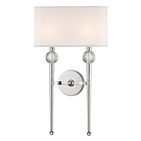 Hudson Valley Lighting Rockland 2 Light Wall Sconce 13 In. Polished Nickel 8422-PN