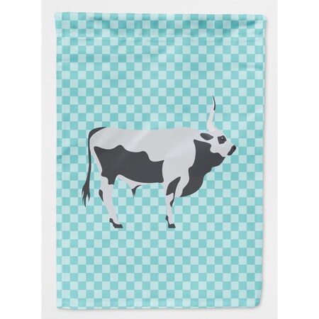 Carolines Treasures Hungarian Grey Steppe Cow Blue Check Flag Canvas House BB7998CHF