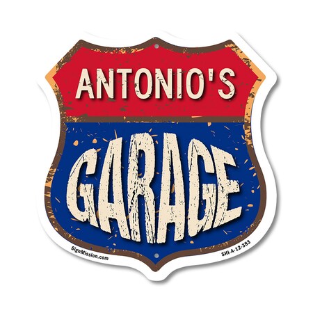 Signmission Antonio's Garage, 12 Inch X 12 Inch, Aluminum Metal Sign SHI-A-12-383-ANTONIO